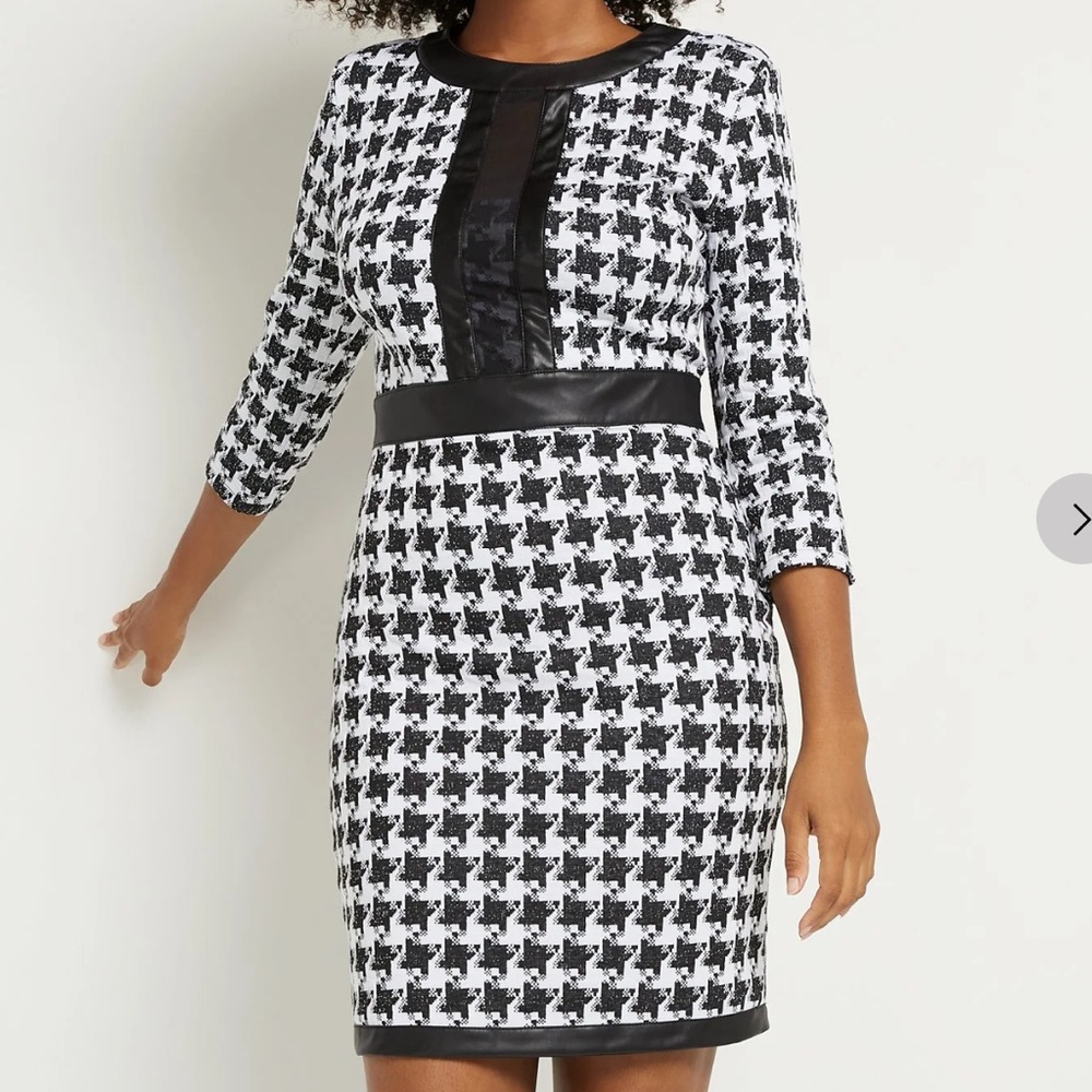 New York & Company Houndstooth Sheath Dress - Superflex